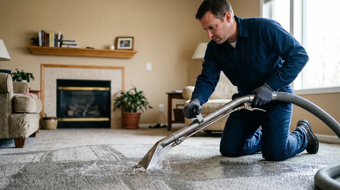 Water damage restoration technician working near Woodstock, VA